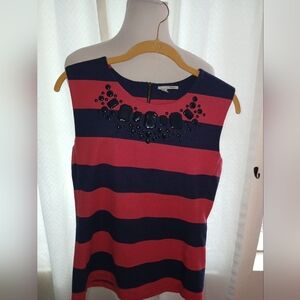 Halogen Red and Navy Striped Blouse